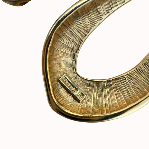 Vintage Napier Gold-Tone Open Teardrop Pierced Earrings 2.5" Long Jewelry 1980s - Picture 9 of 9